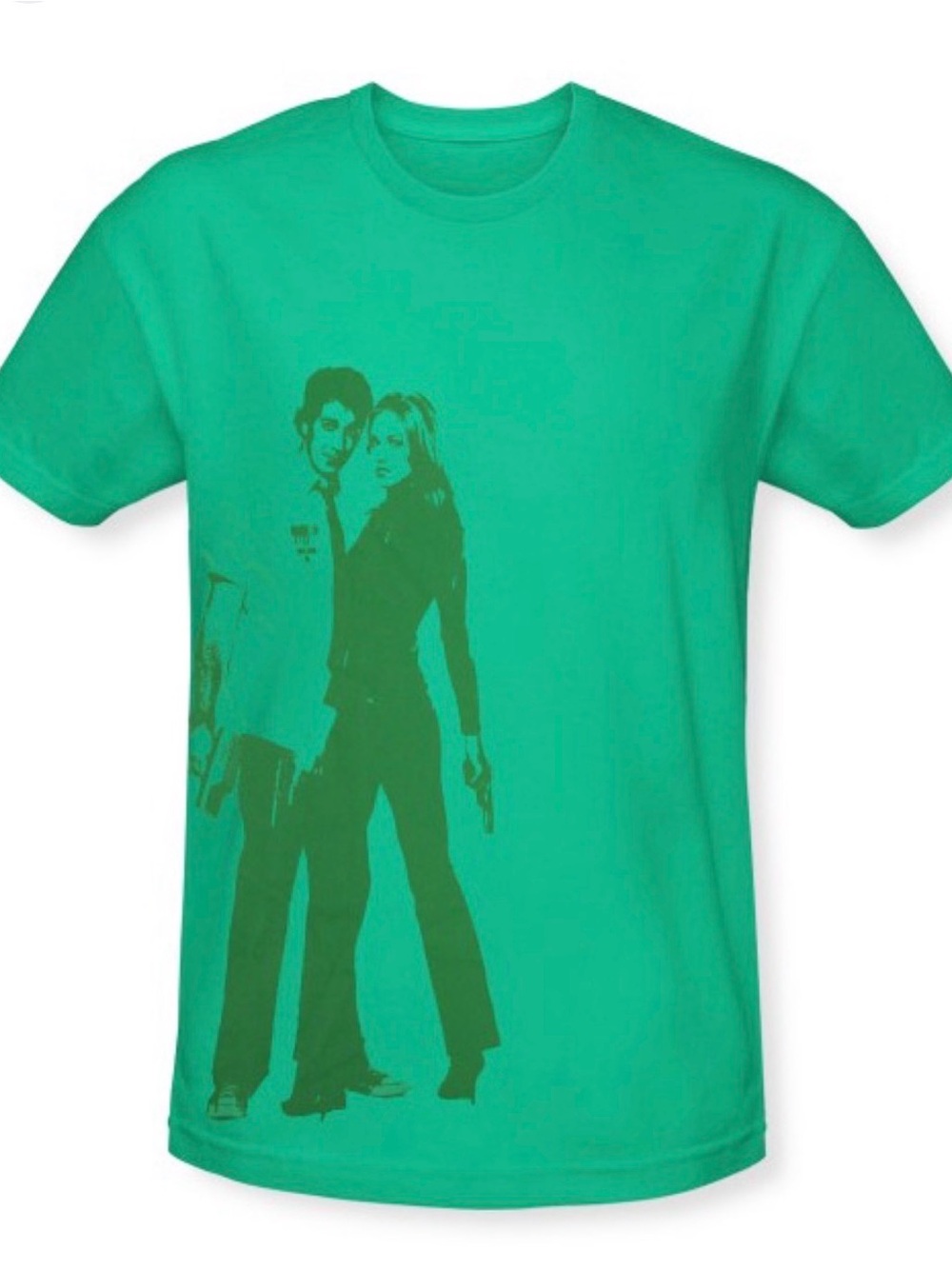 Women’s Graphic Crewneck T-Shirt in Teal with Character Print Size S.